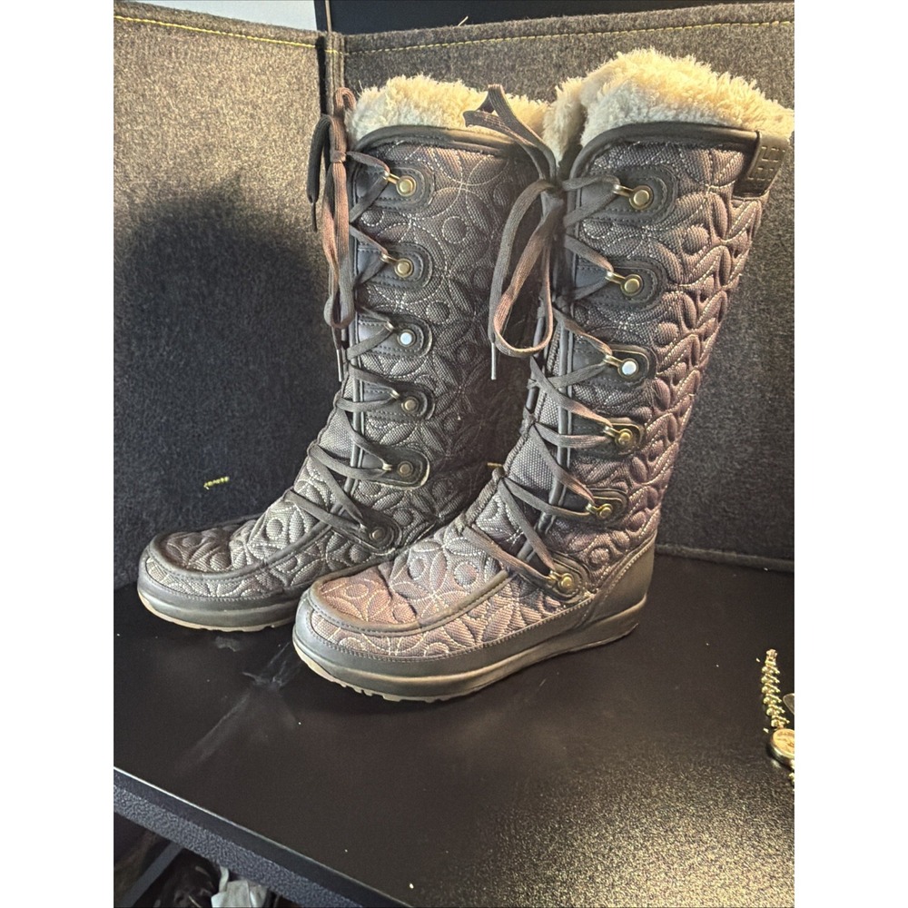 Helly Hansen Women's Garibaldi Quilted Olive Gray Tall Insulated Boots Size 6